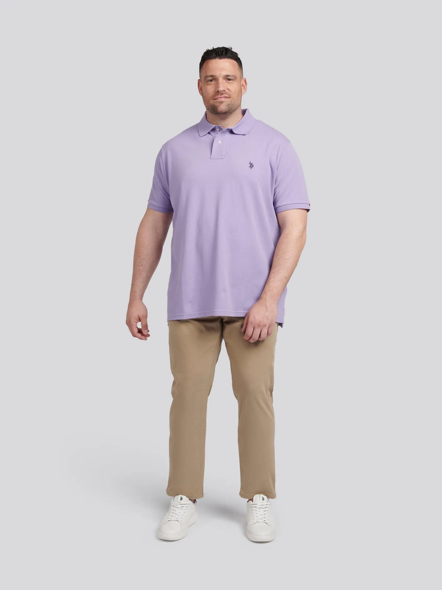 Mens Big & Tall Pique Polo Shirt in Chalk Violet