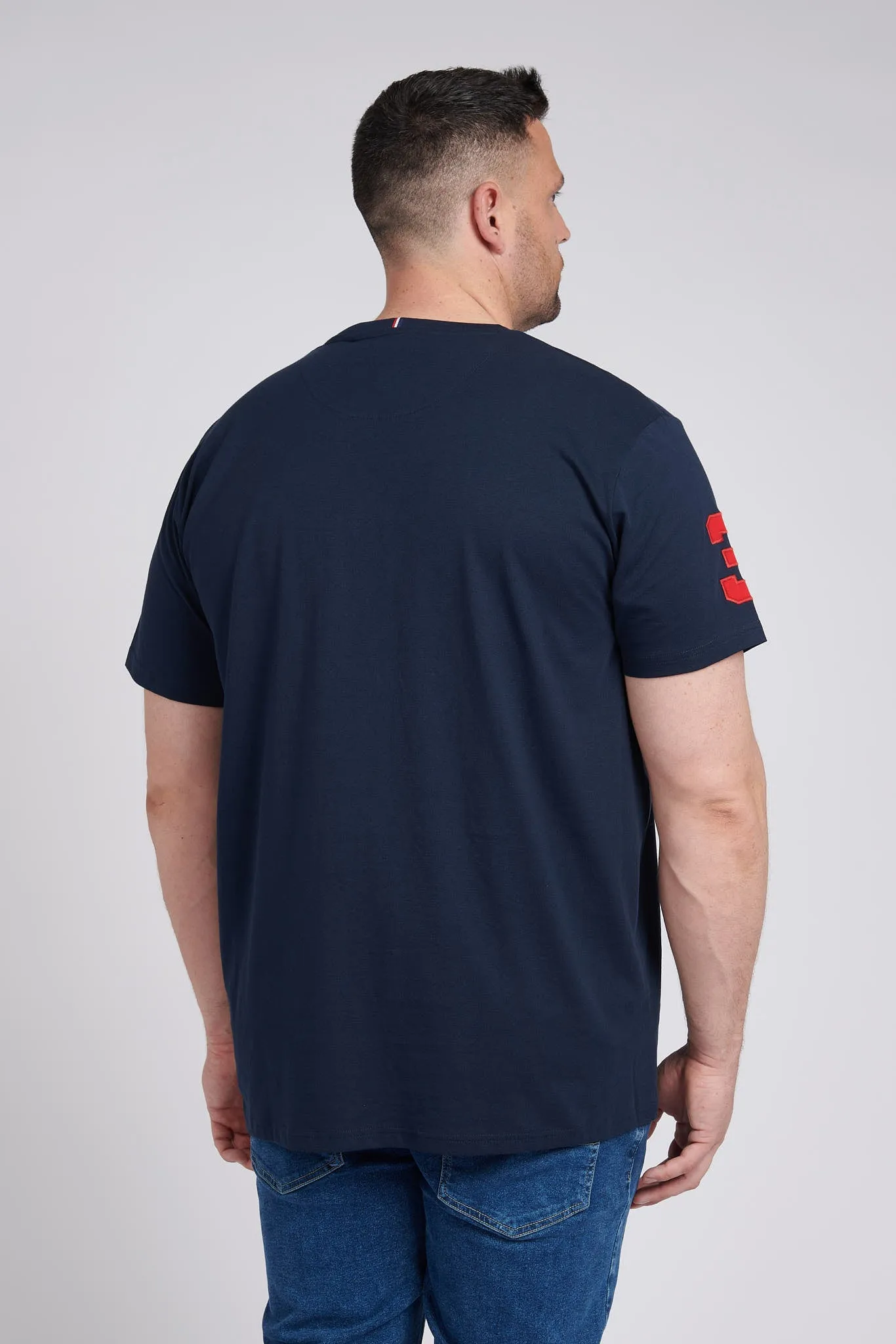 Mens Big & Tall Player 3 T-Shirt in Dark Sapphire Navy / Haute Red DHM