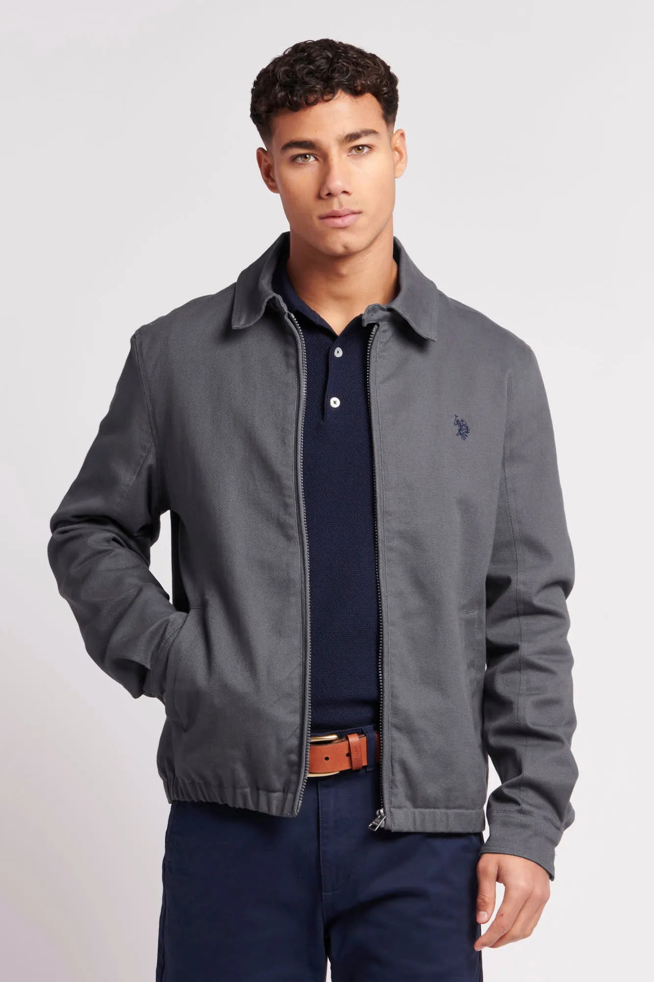 Mens Collared Harrington Jacket in Ebony