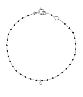 Mini Gigi Black bracelet, White Gold 1 Diamond, 6.7