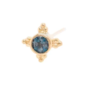 Mini Kandy Nostril Screw in Gold with Round London Blue Topaz