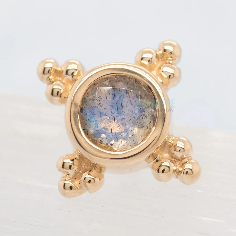 Mini Kandy Threaded End in Gold with Round Faceted Labradorite