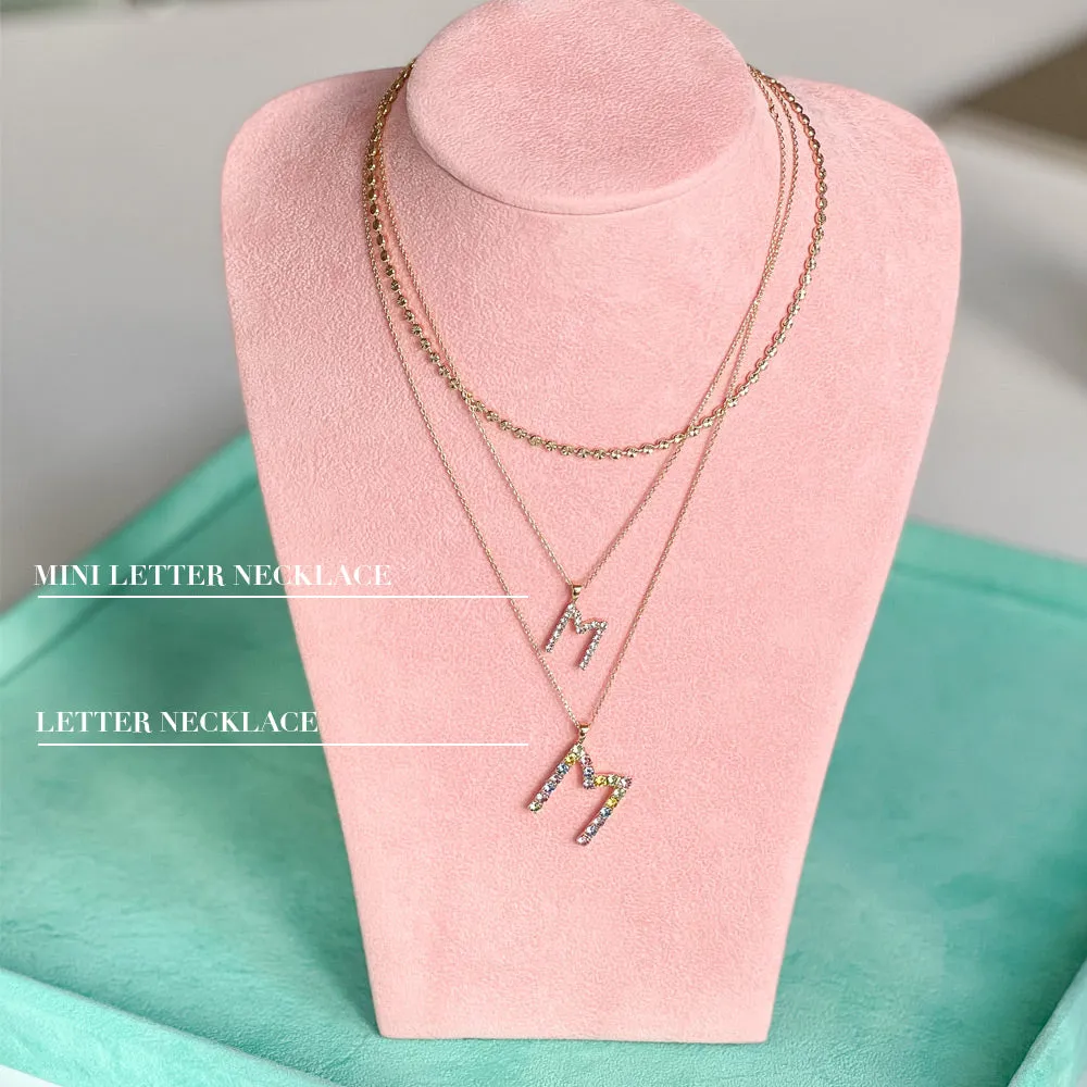 Mini Letter Necklace I / Crystal