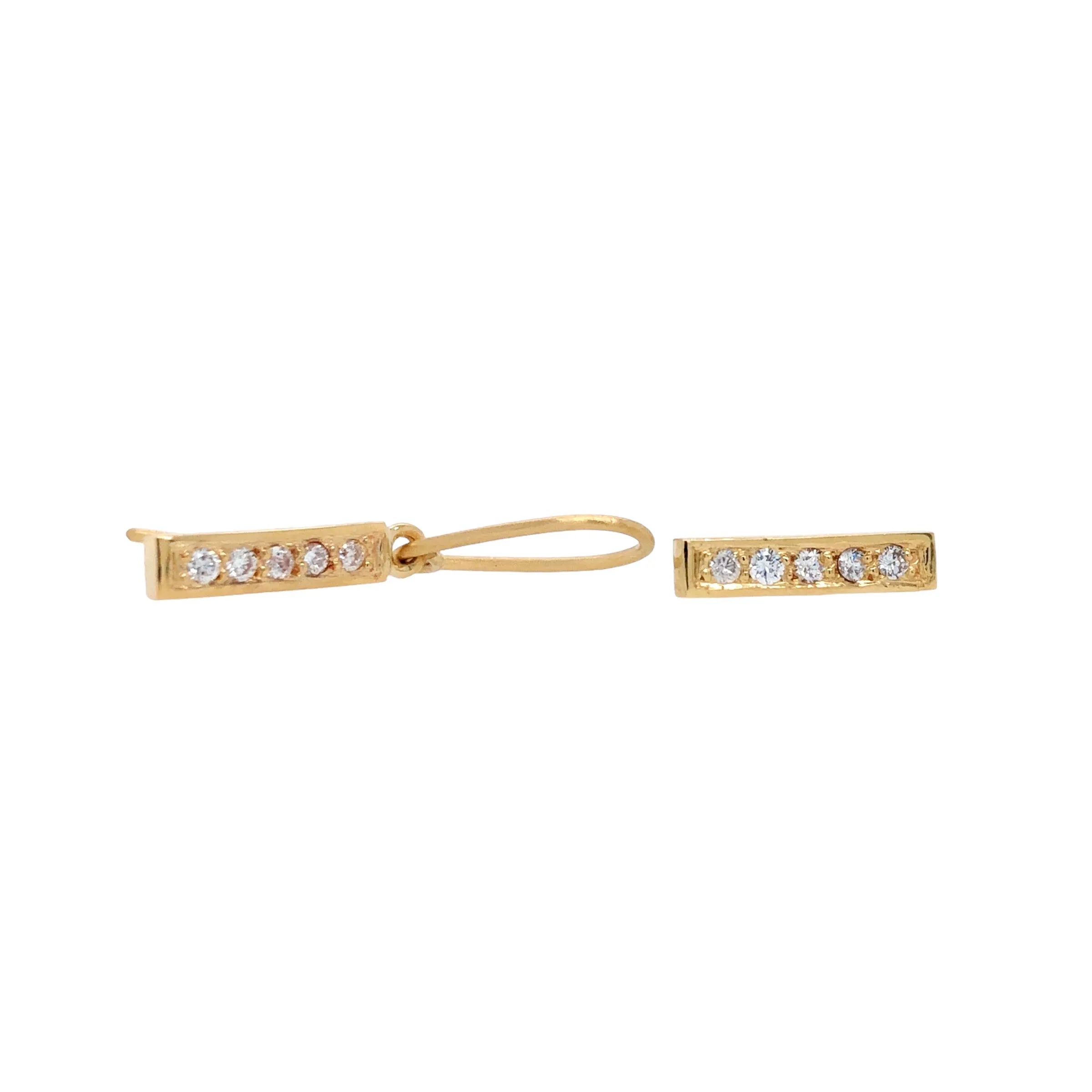 Mode Bar Diamond Set Yellow Gold Earrings - Leah Abercrombie