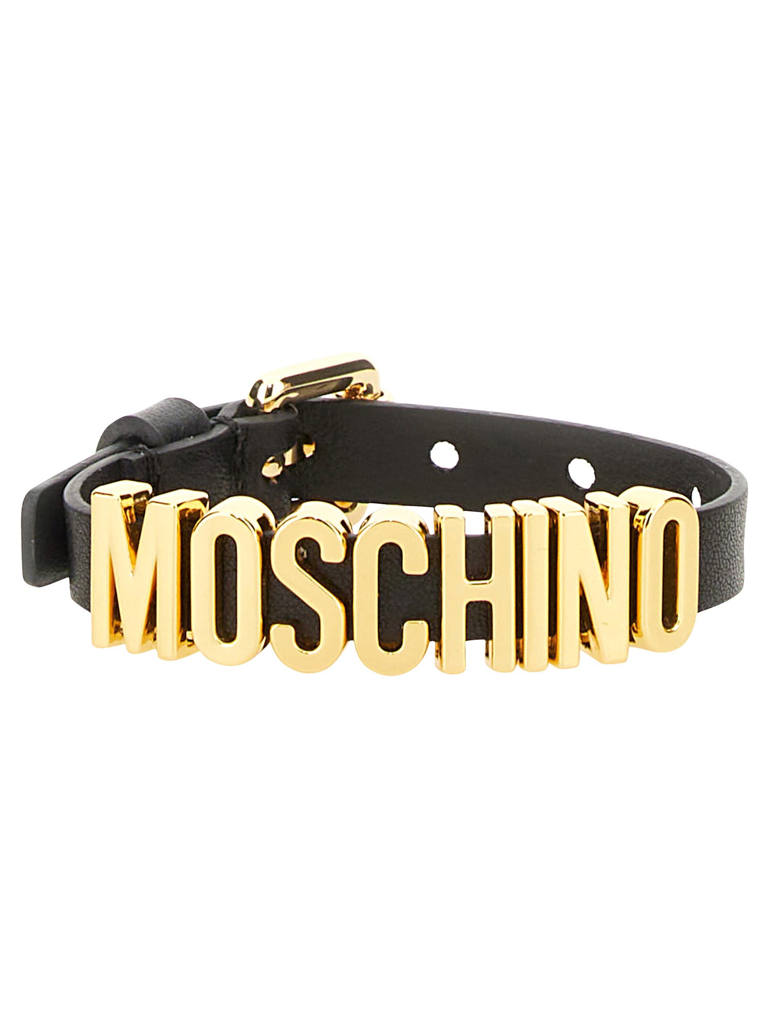 MOSCHINO    LEATHER LOGO BRACELET