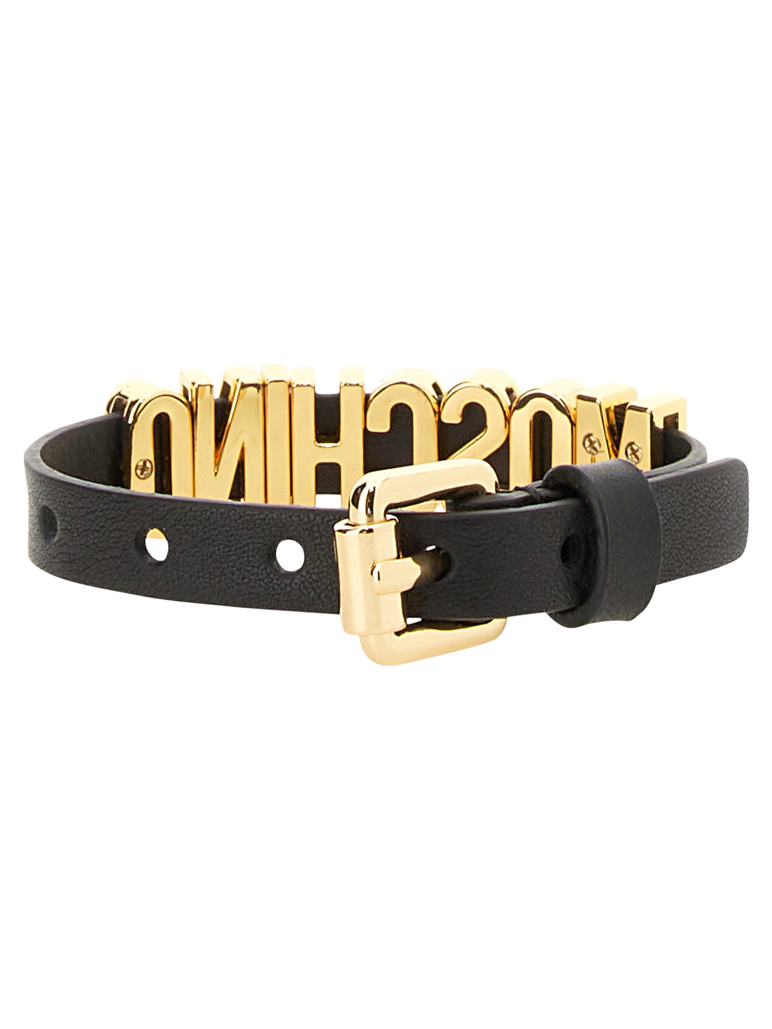 MOSCHINO    LEATHER LOGO BRACELET