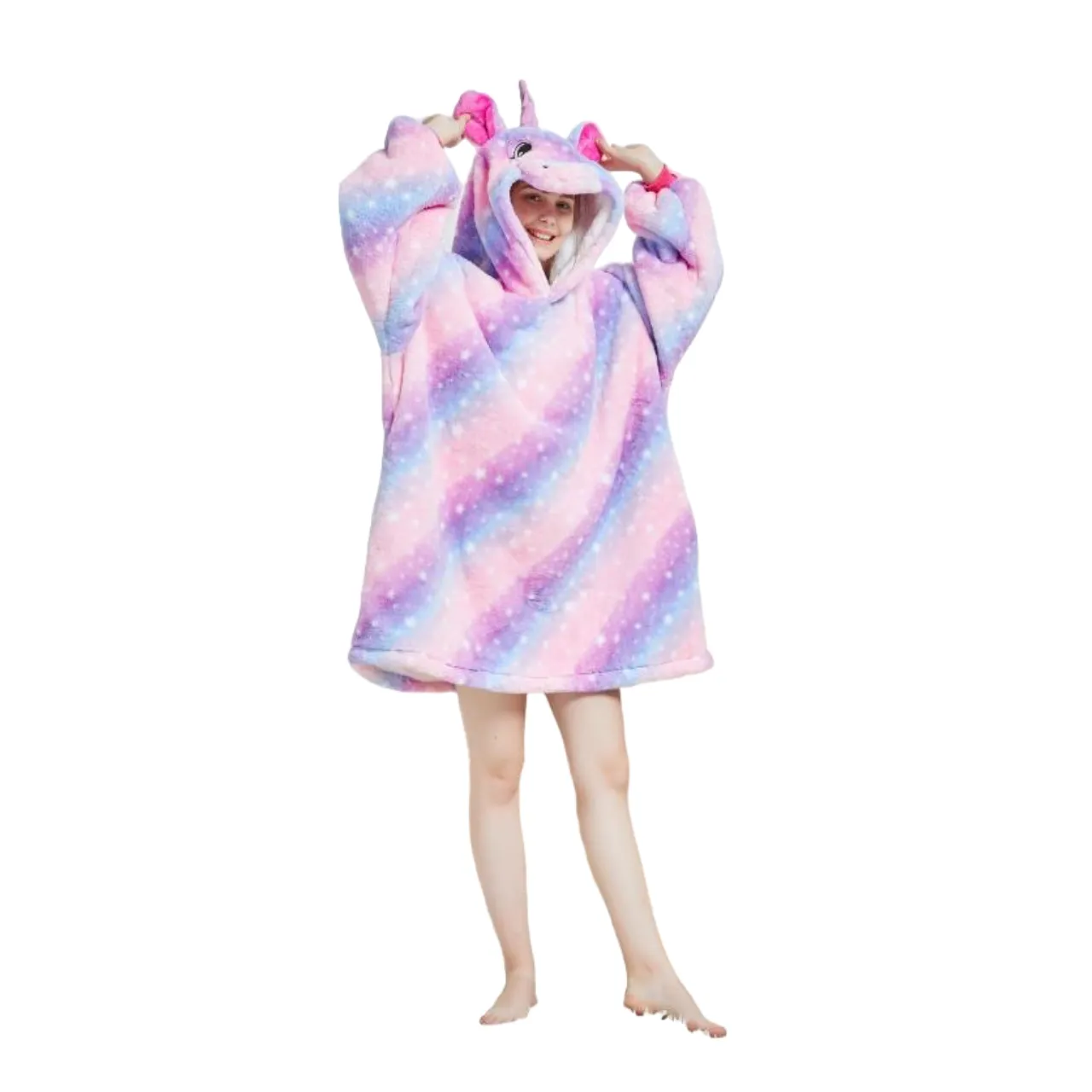 My Snuggy -  Adult Galaxy Stripes Unicorn Hoodie Blanket