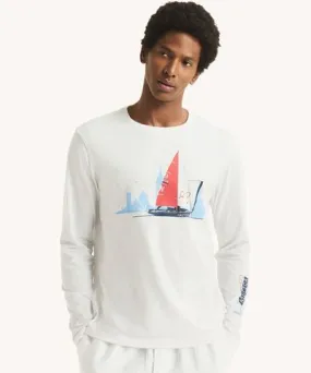 Nautica Mens Long-Sleeve Graphic T-Shirt