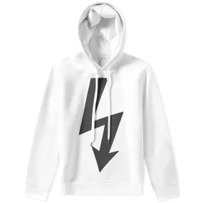 Neil Barrett Large Lightning Bolt Side Zip HoodyWhite & Black