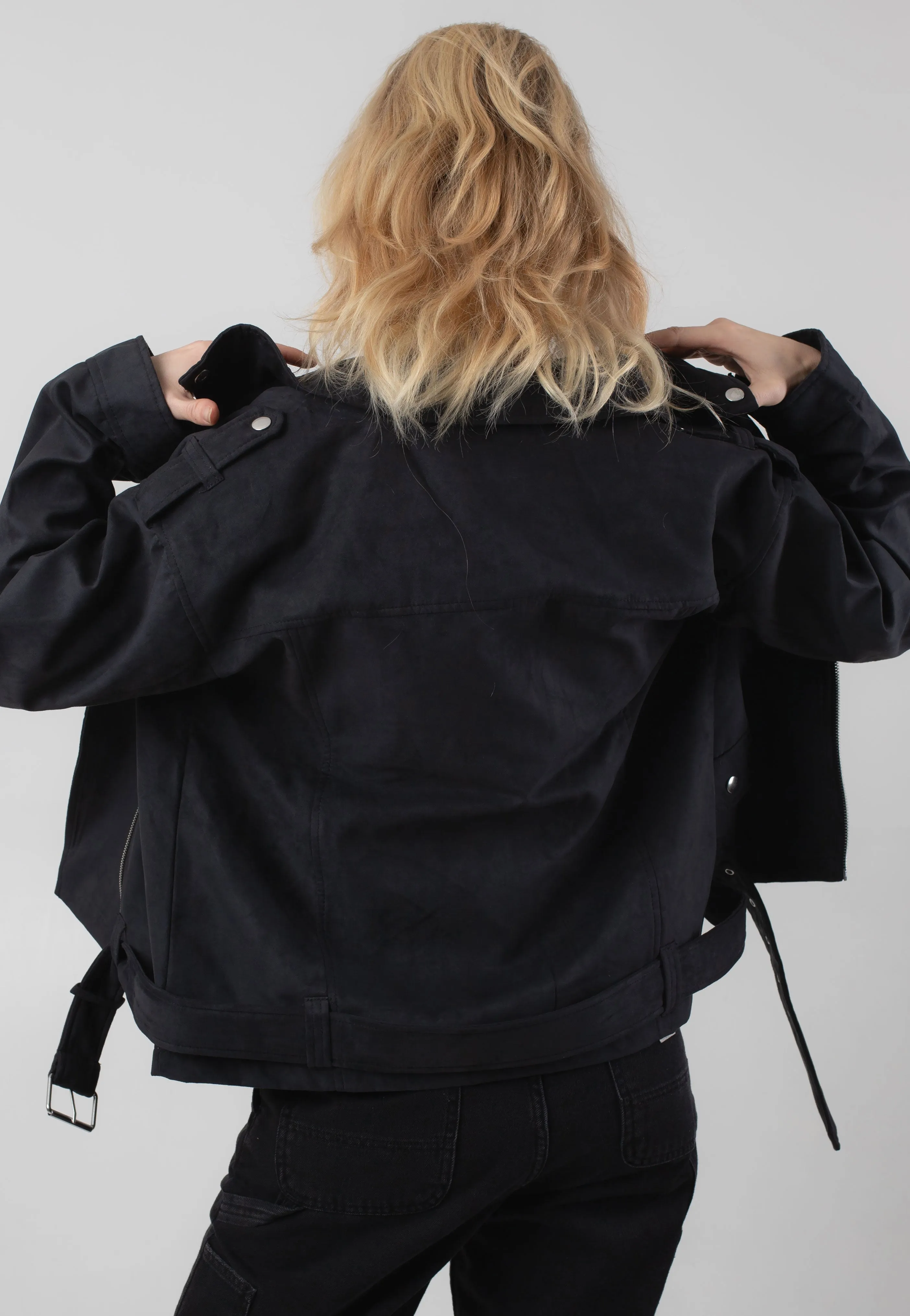 Noisy May - Paulina Suede Oversize Biker Black - Jacket