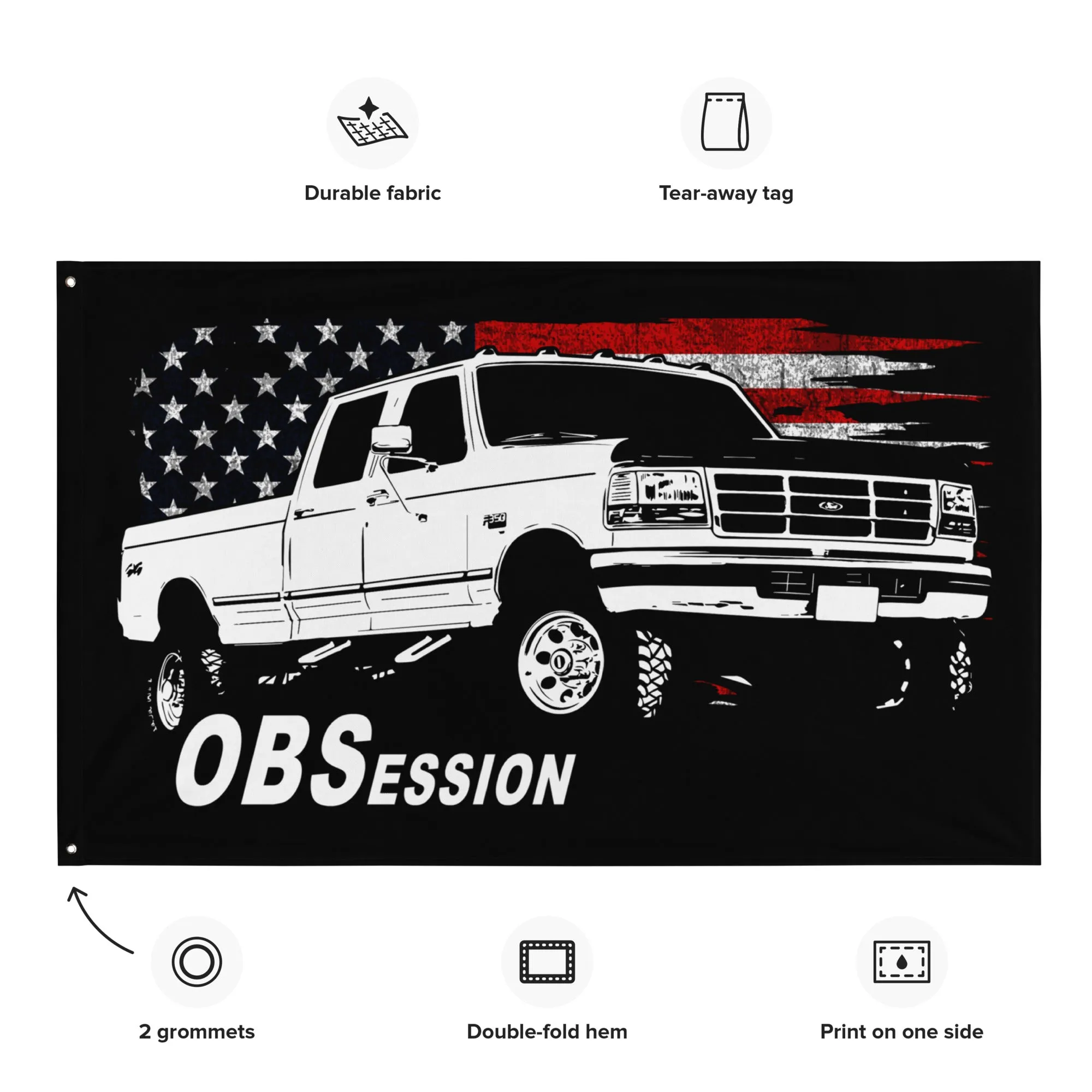 OBS Crew Cab Truck Wall Flag Garage Decor, Dorm Poster, Man Cave Decoration