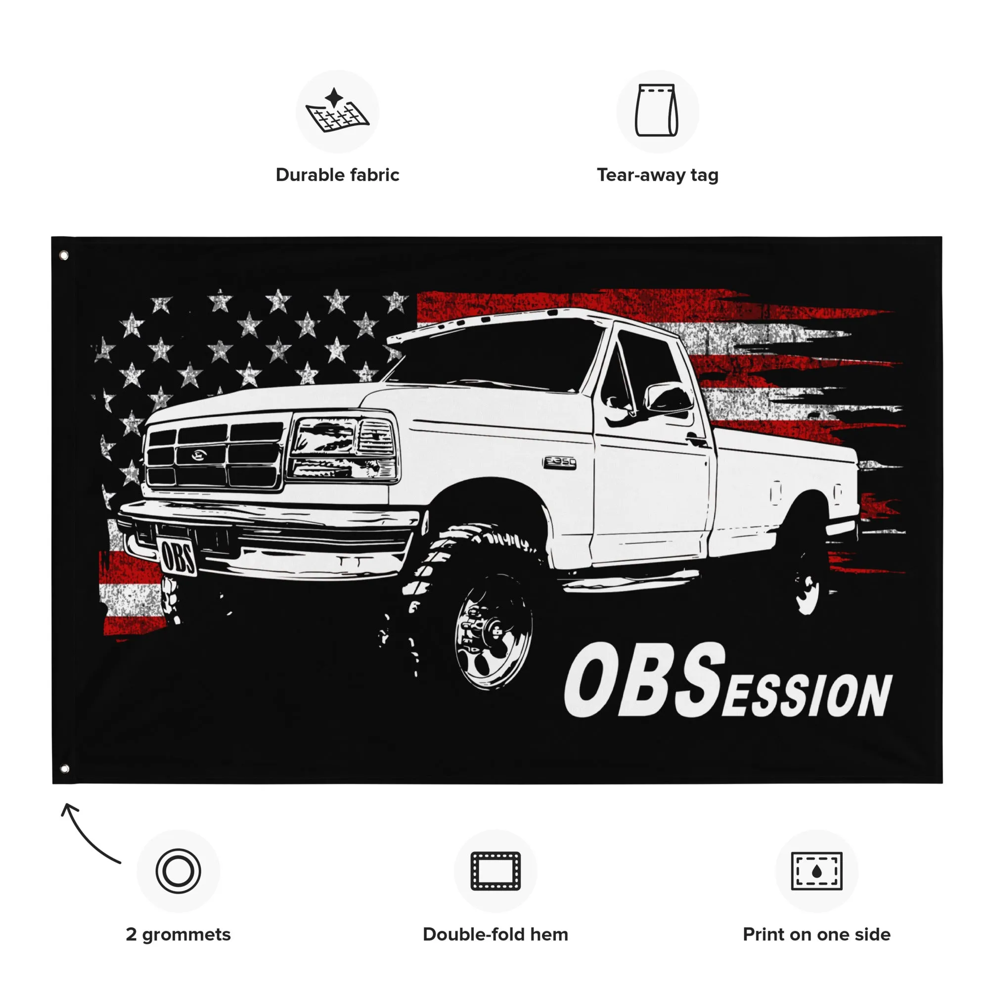 OBS Single Cab Truck Wall Flag Garage Decor, Dorm Poster, Man Cave Decoration