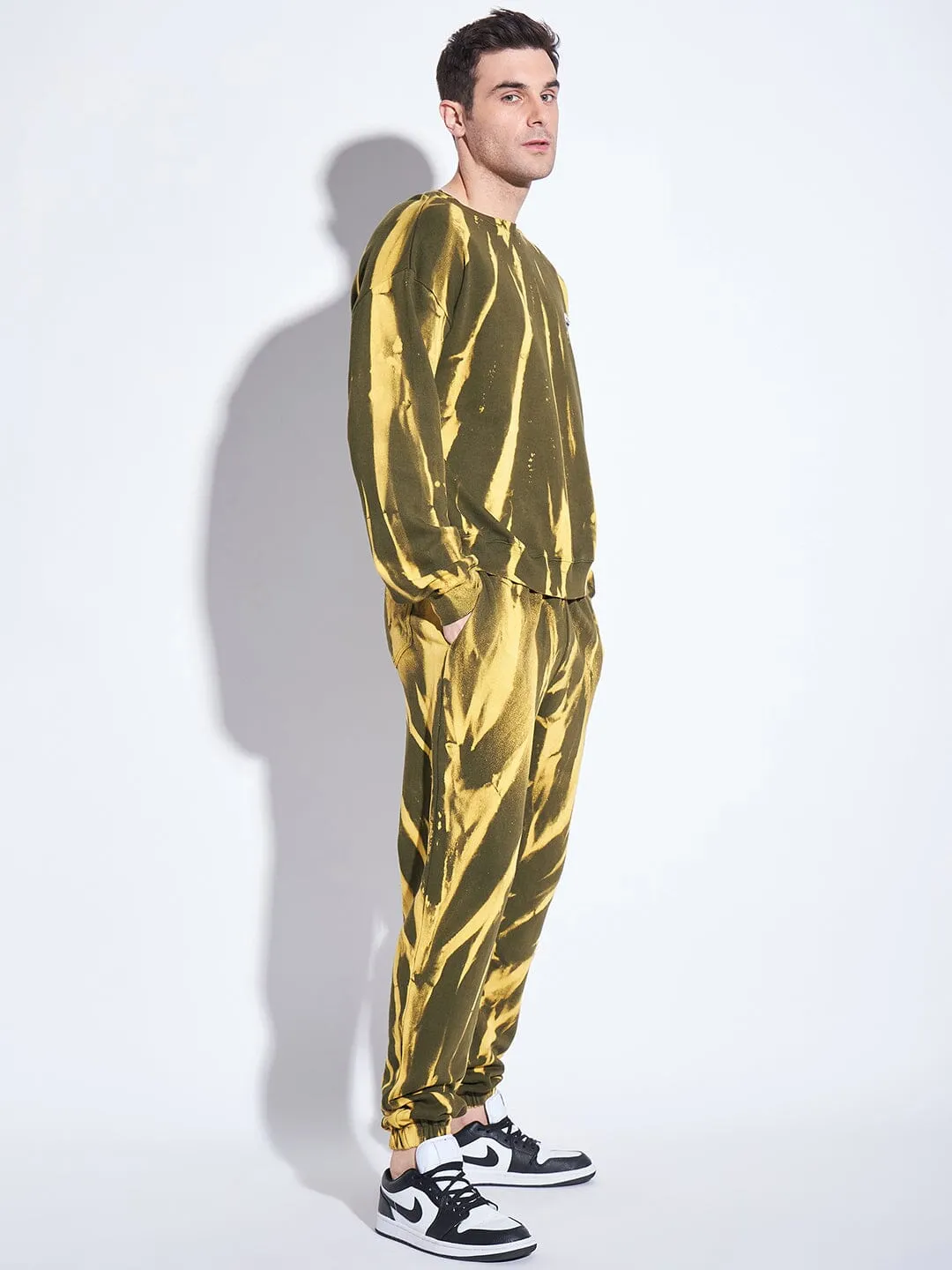 Olive & Yellow Tie Dye Matchiing Tracksuit