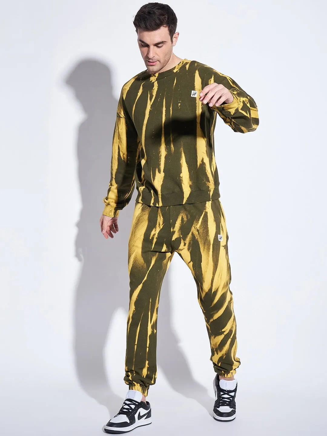 Olive & Yellow Tie Dye Matchiing Tracksuit