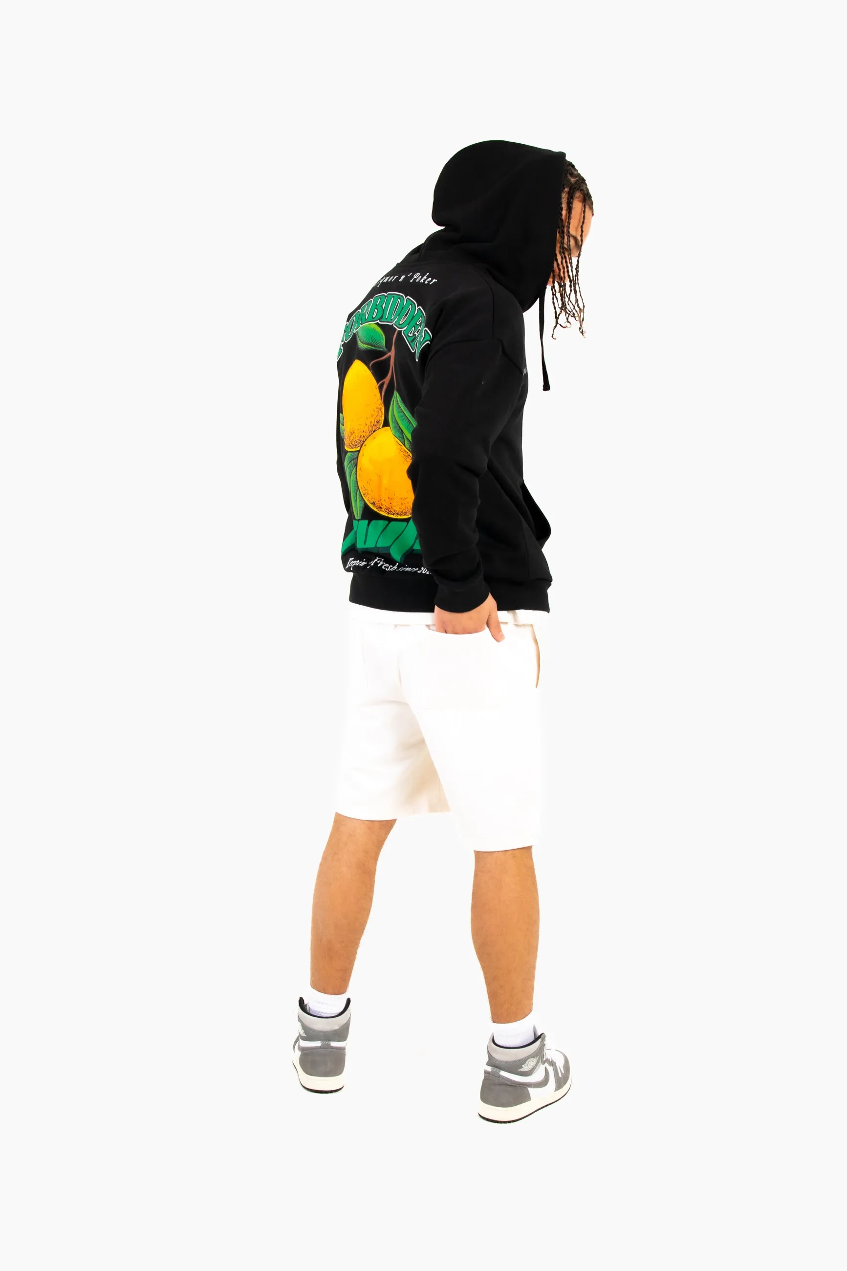 Oversized 'Forbidden Fruits' Back Printed Zip Up Hoodie