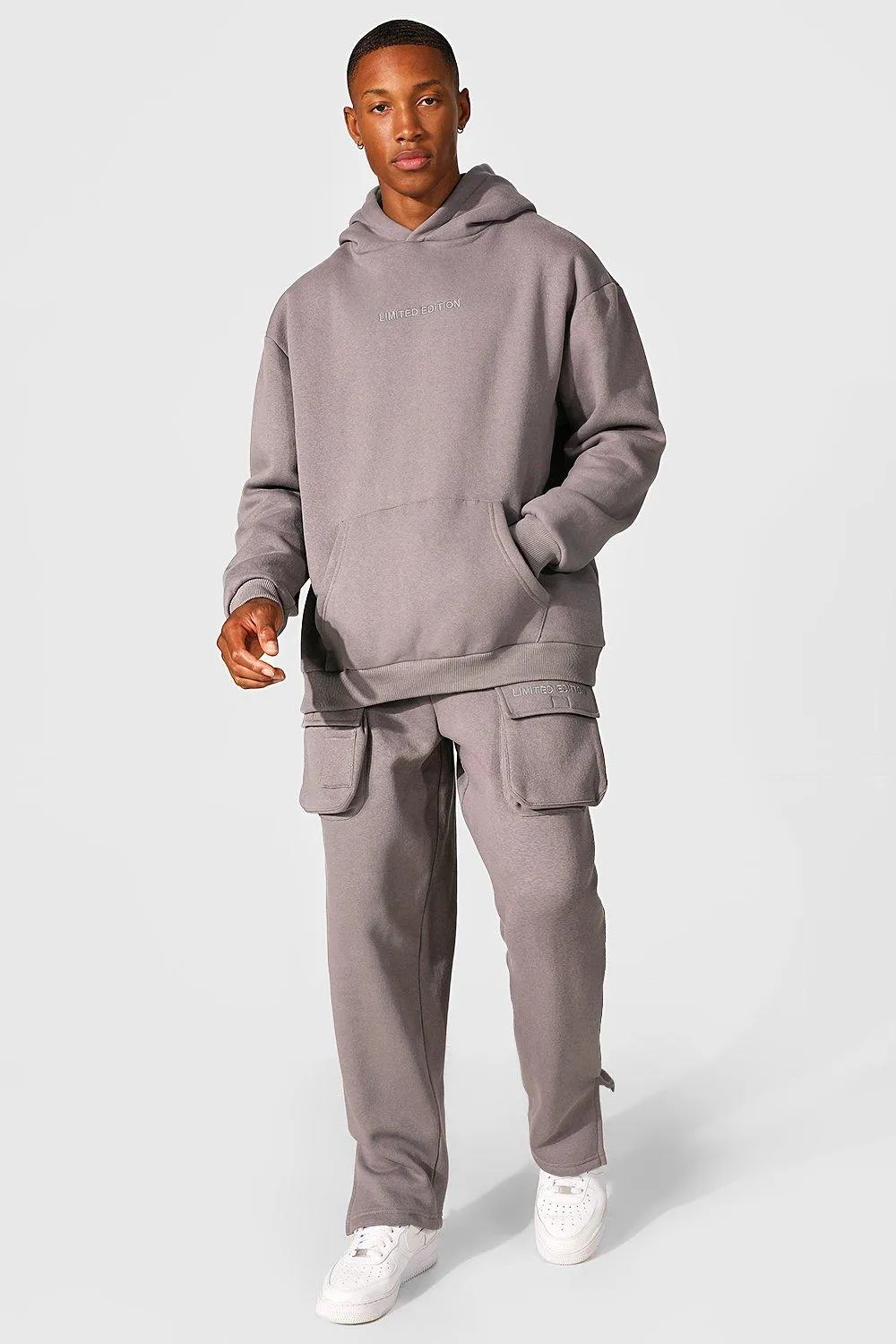 Oversized Limited Hooded Cargo Tracksuit | boohooMAN UK