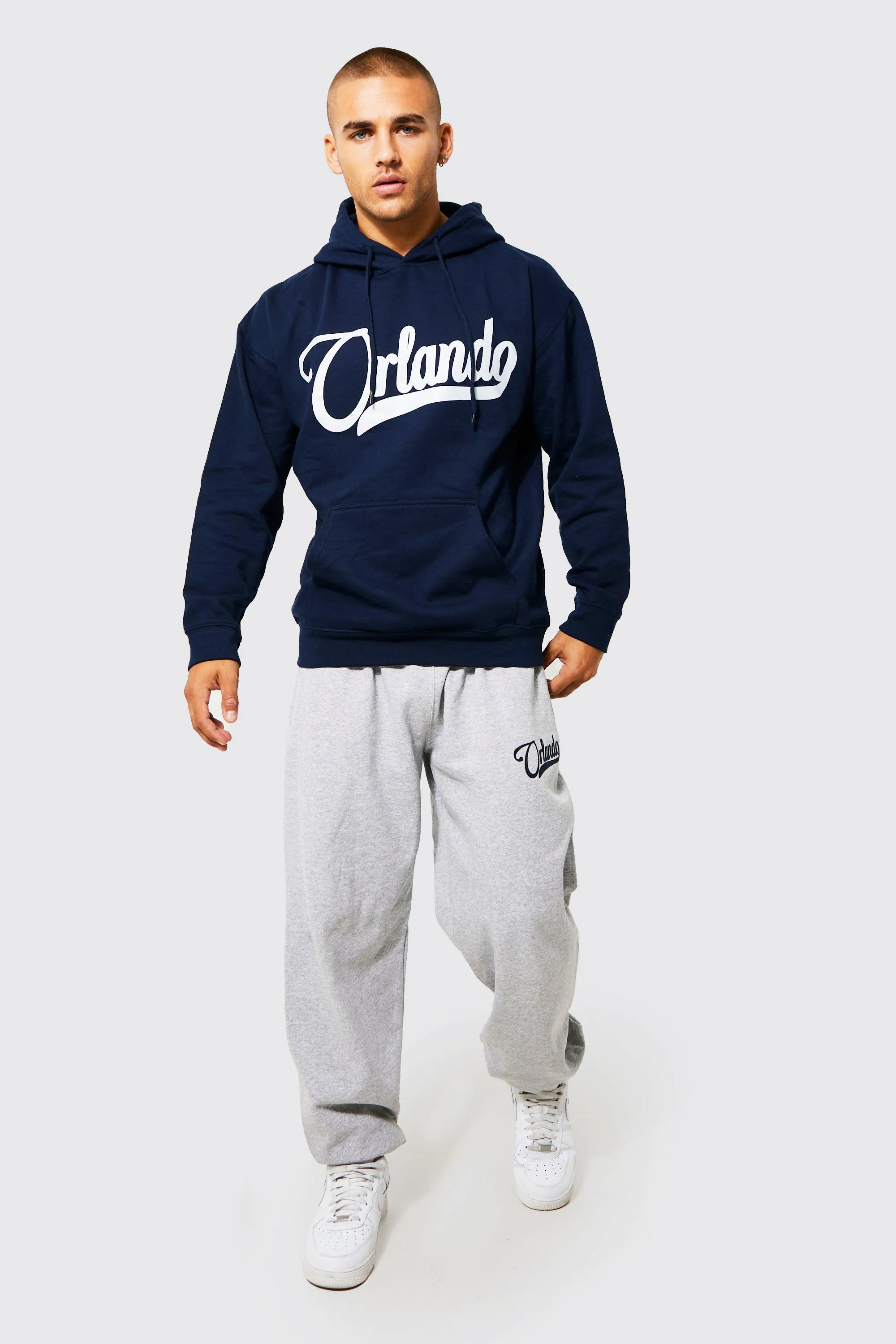 Oversized Orlando Varsity Hooded Tracksuit | boohooMAN UK