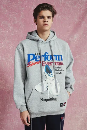 Oversized Split Hem Graphic Hoodie | boohooMAN UK