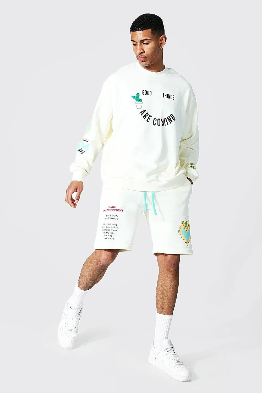 Oversized Sweatshirt And Shorts Tracksuit | boohooMAN UK