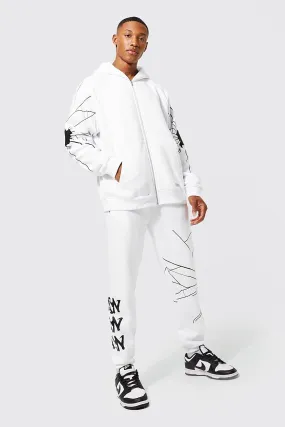 Oversized Worldwide Zip Through Tracksuit | boohooMAN UK