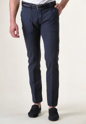 Pantalone blu cotone-lino TC SLIM