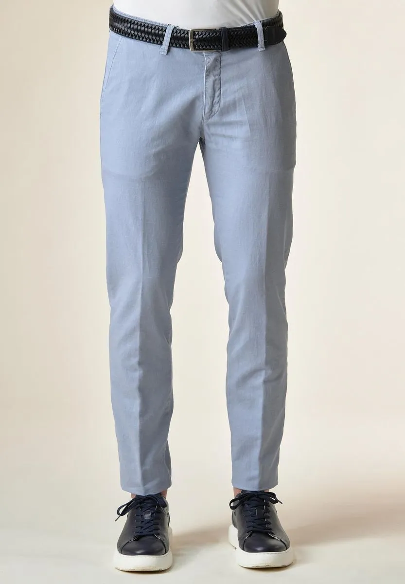 Pantalone Celeste cotone-lino TC SLIM