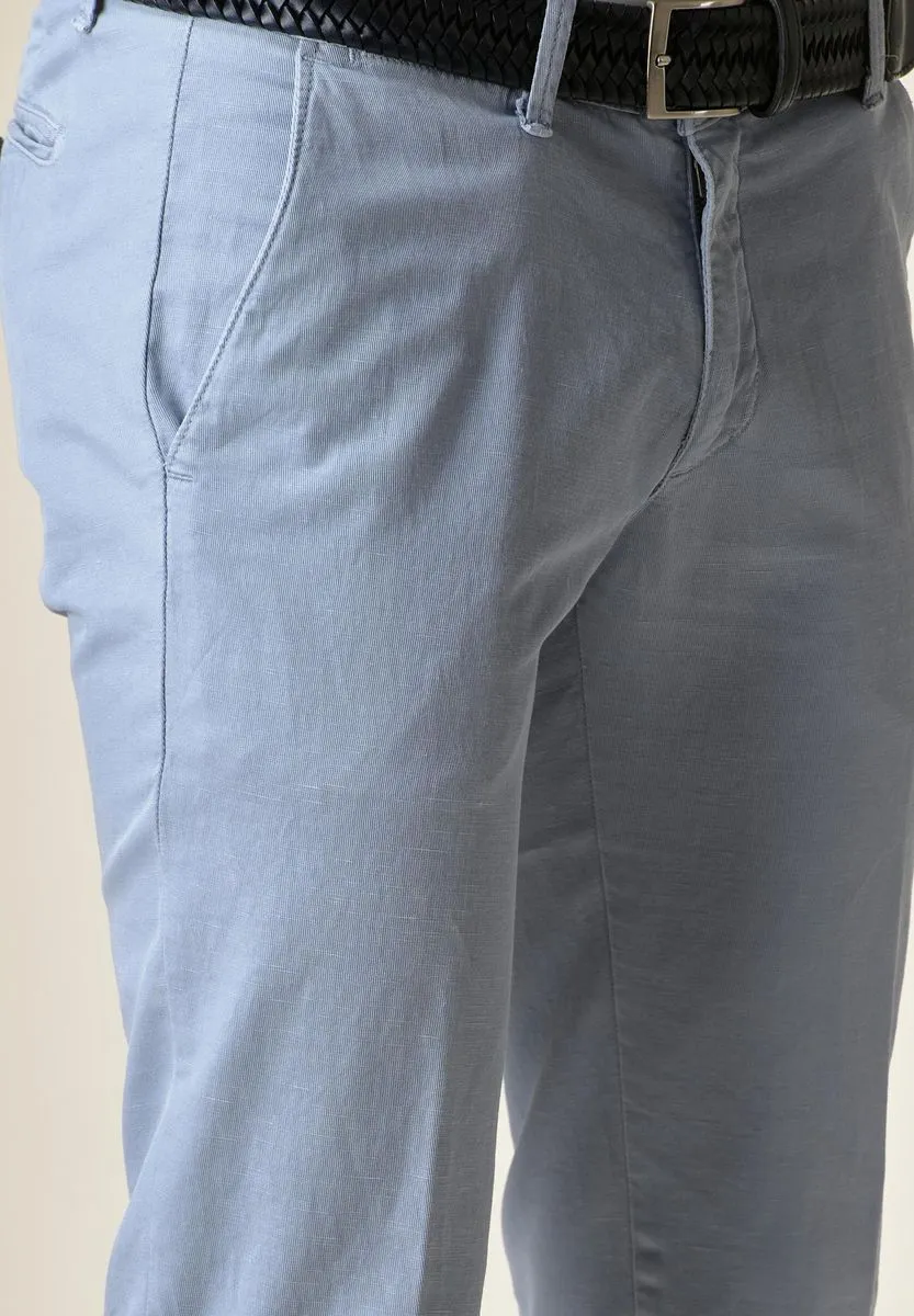 Pantalone Celeste cotone-lino TC SLIM