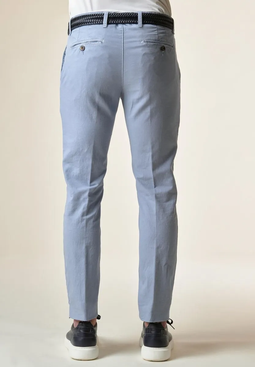 Pantalone Celeste cotone-lino TC SLIM