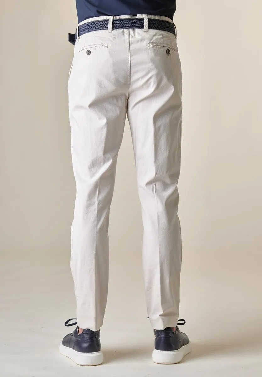 Pantalone ecru cotone armaturato slim