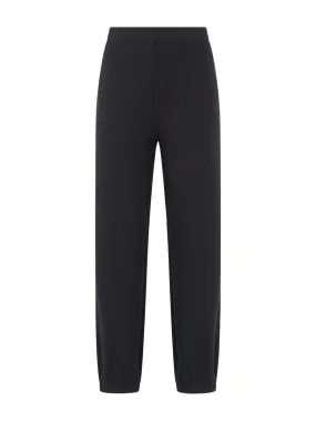 Pantalone in piquet di cotone elasticizzato - Nero