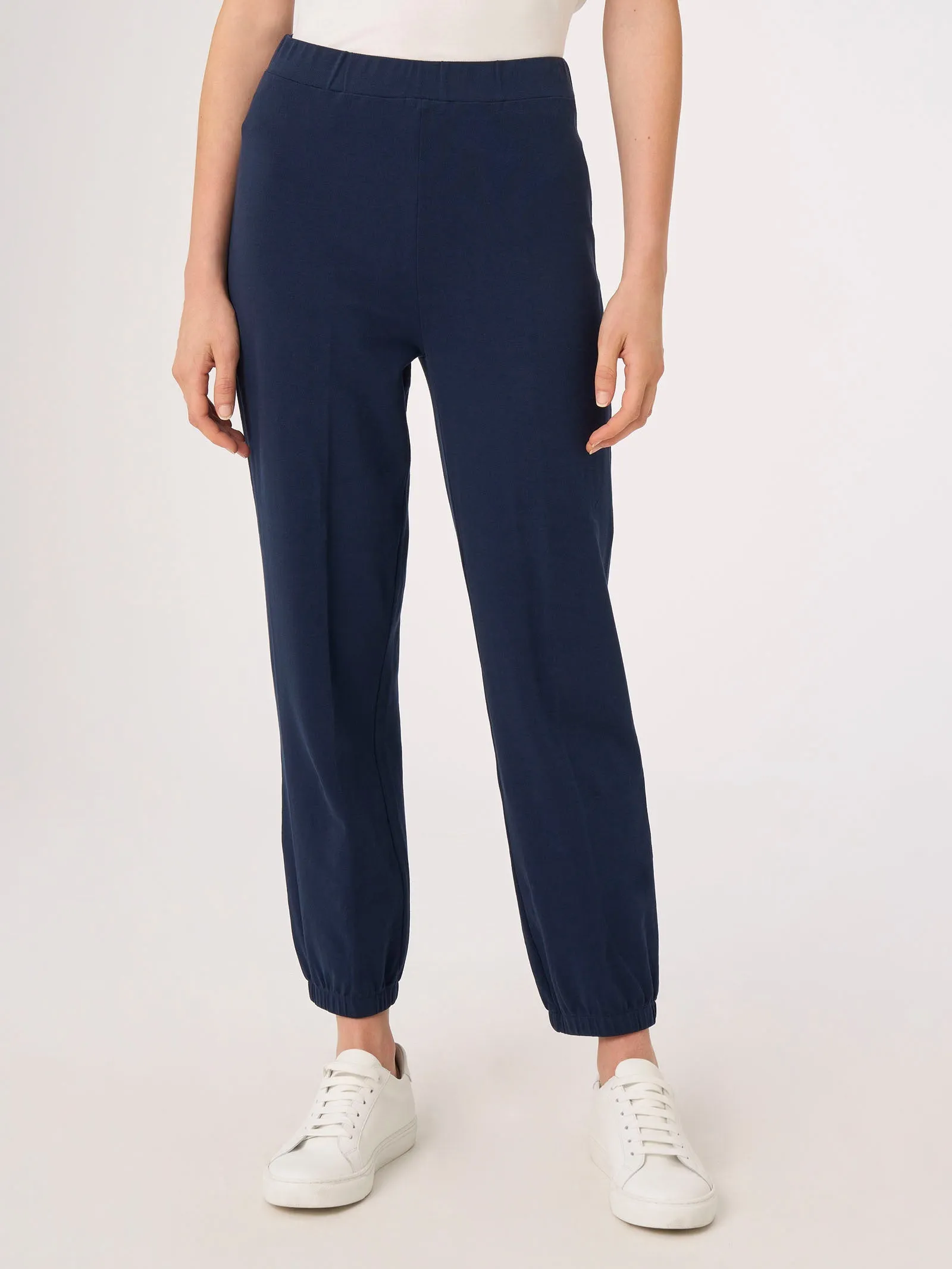 Pantalone in piquet di cotone elasticizzato - Notte