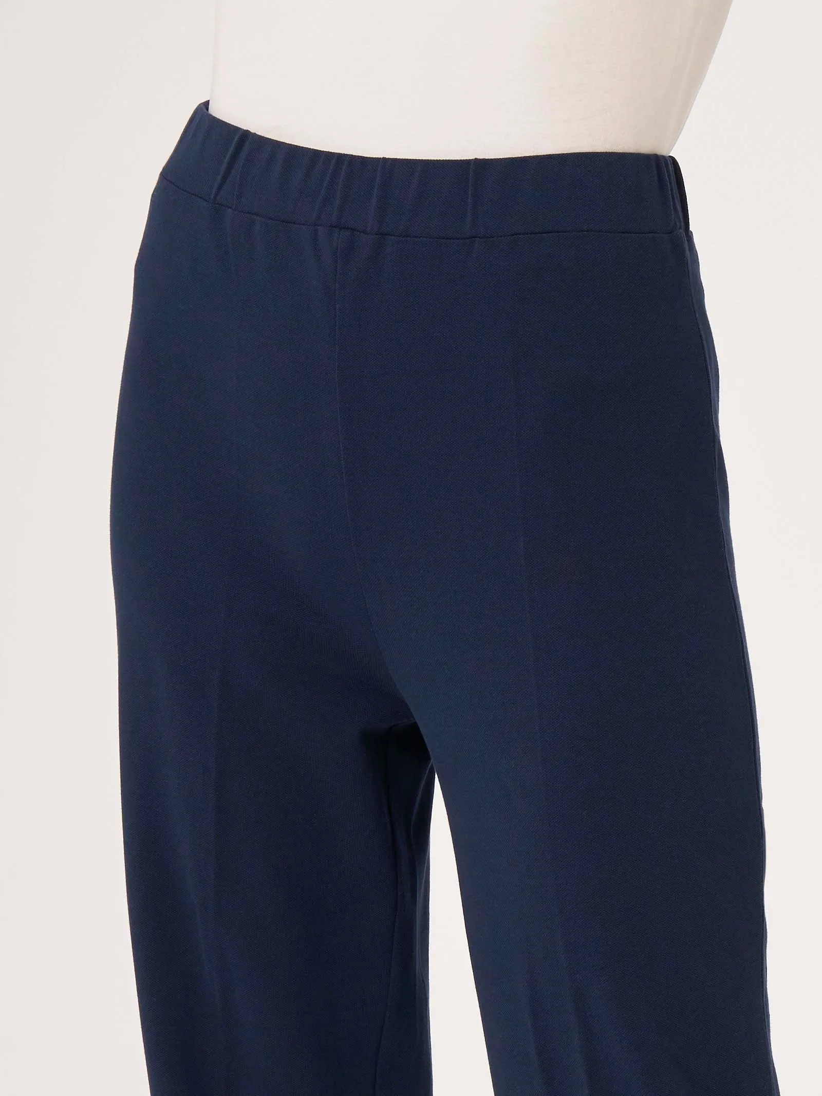 Pantalone in piquet di cotone elasticizzato - Notte