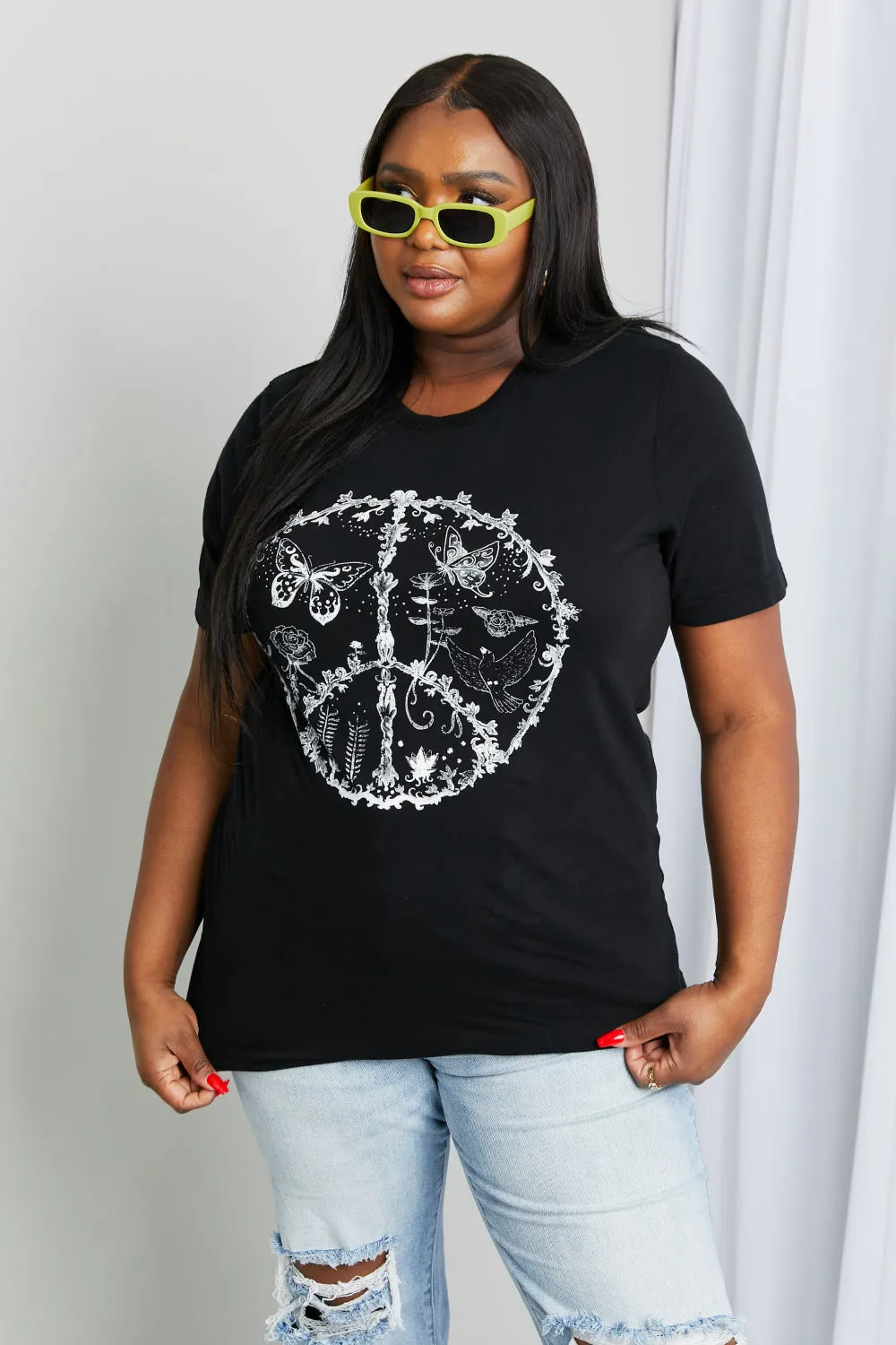 Peace Butterfly Graphic Tee Shirt