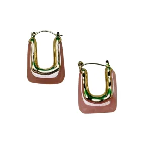 Pink Ice Gold Hoop Earrings