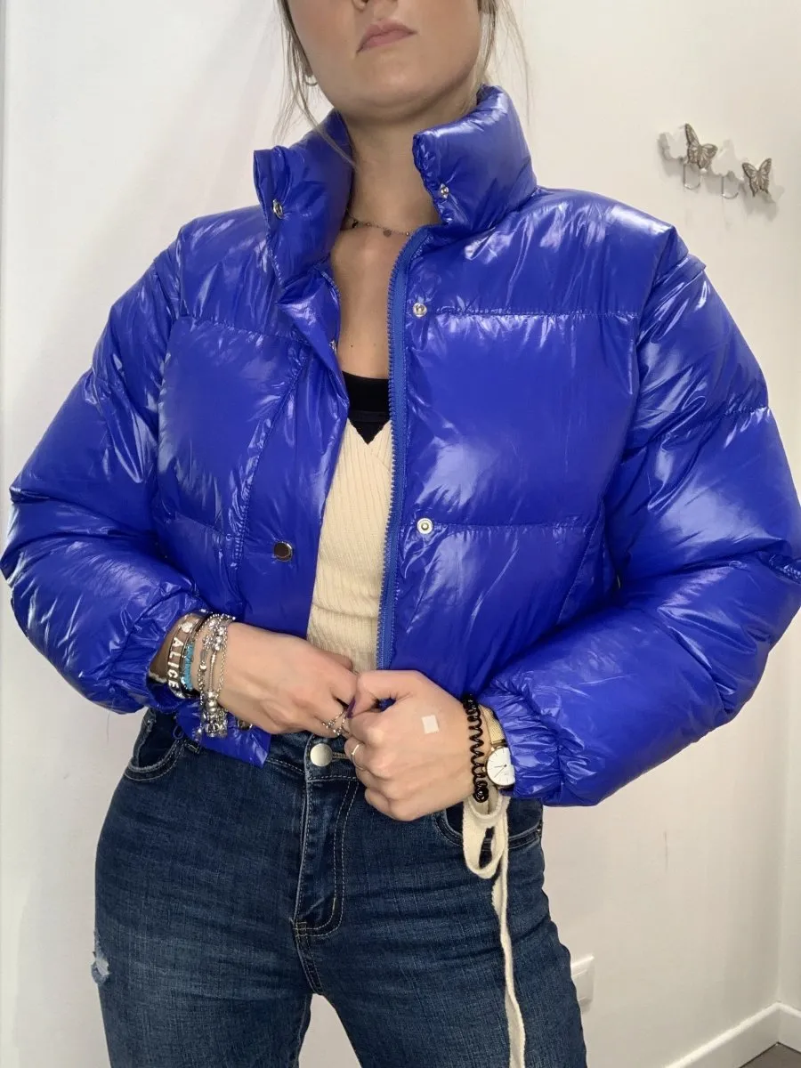 Piumino blu con maniche rimovibili con zip