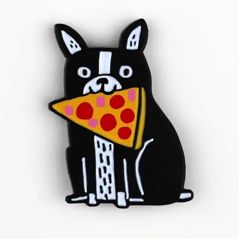 Pizza Boston Terrier Enamel Pin