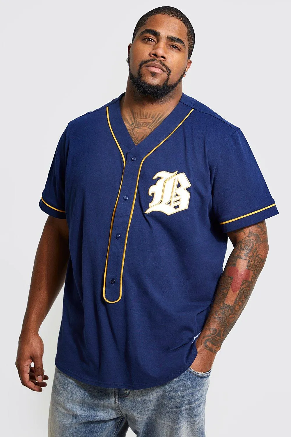 Plus Jersey Applique Baseball Shirt