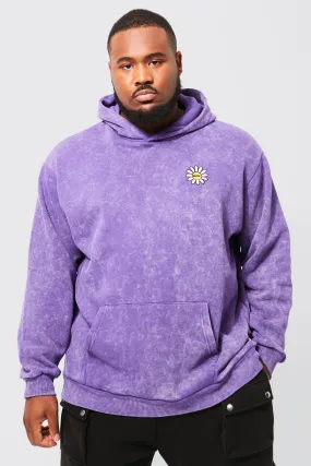 Plus Oversize Washed Embroidered Skate Hoodie | boohooMAN UK