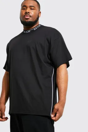 Plus Roman Man Rib Neck T-shirt