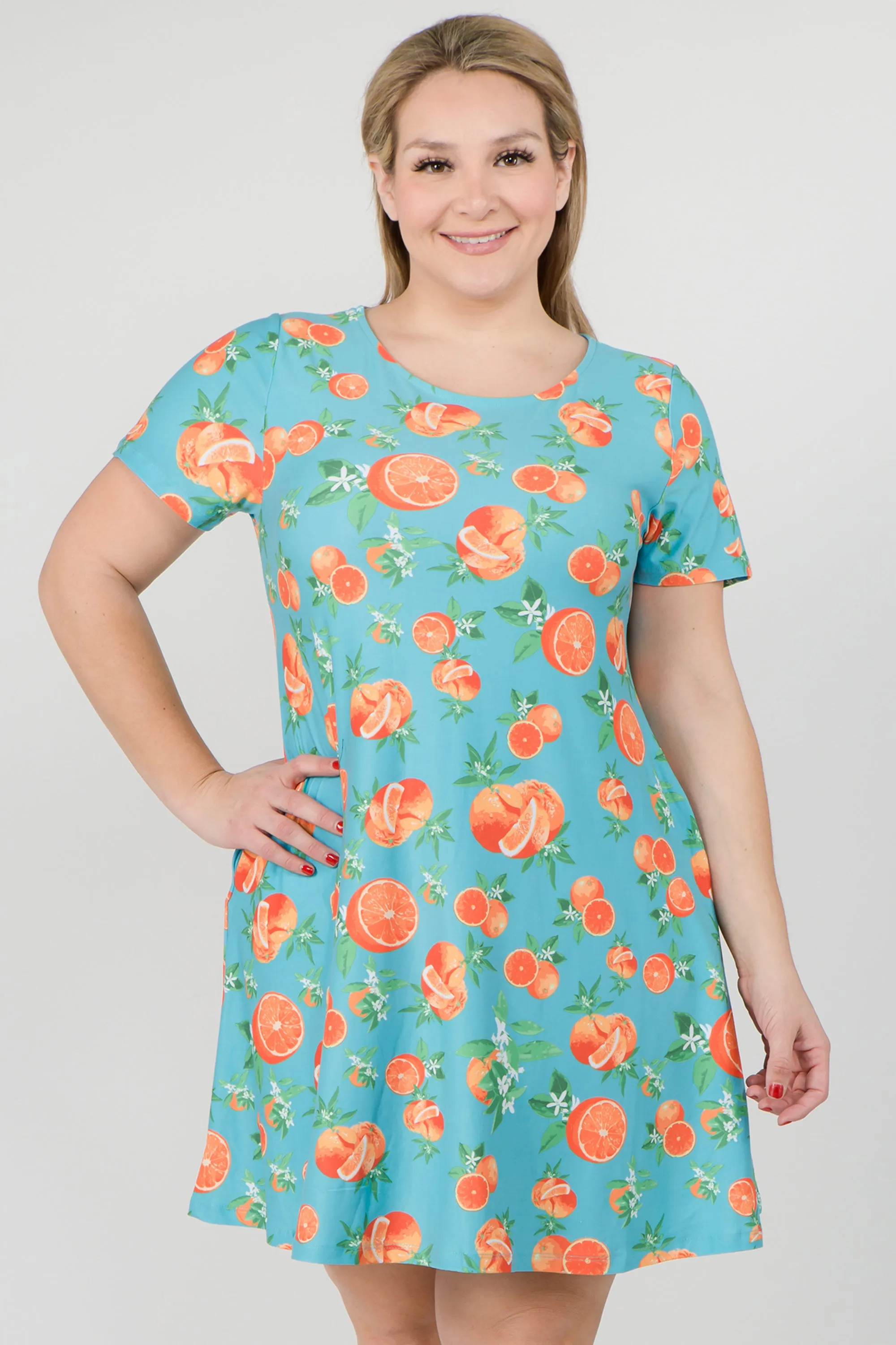 Plus Size Citrus Print Summer Dress