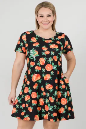 Plus Size Citrus Print Summer Dress