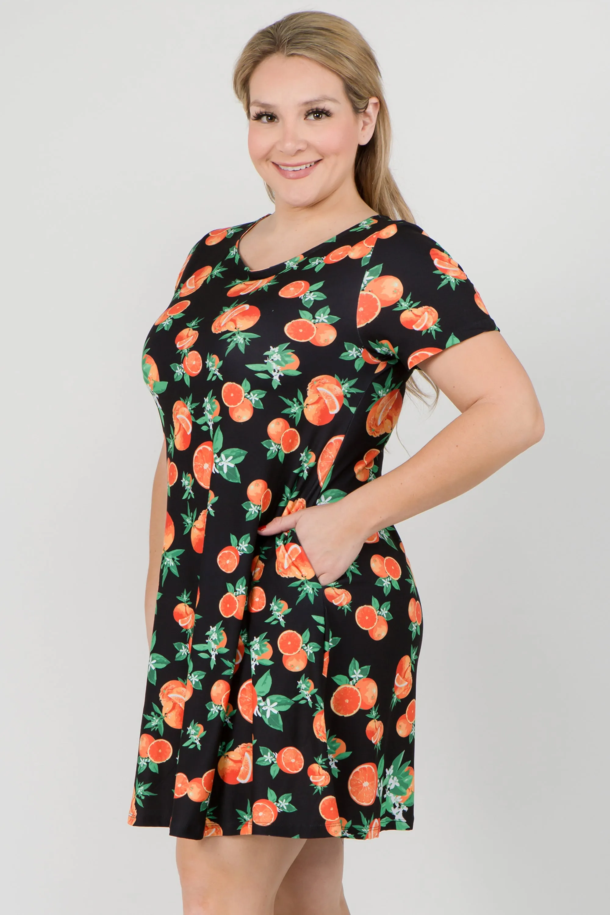 Plus Size Citrus Print Summer Dress