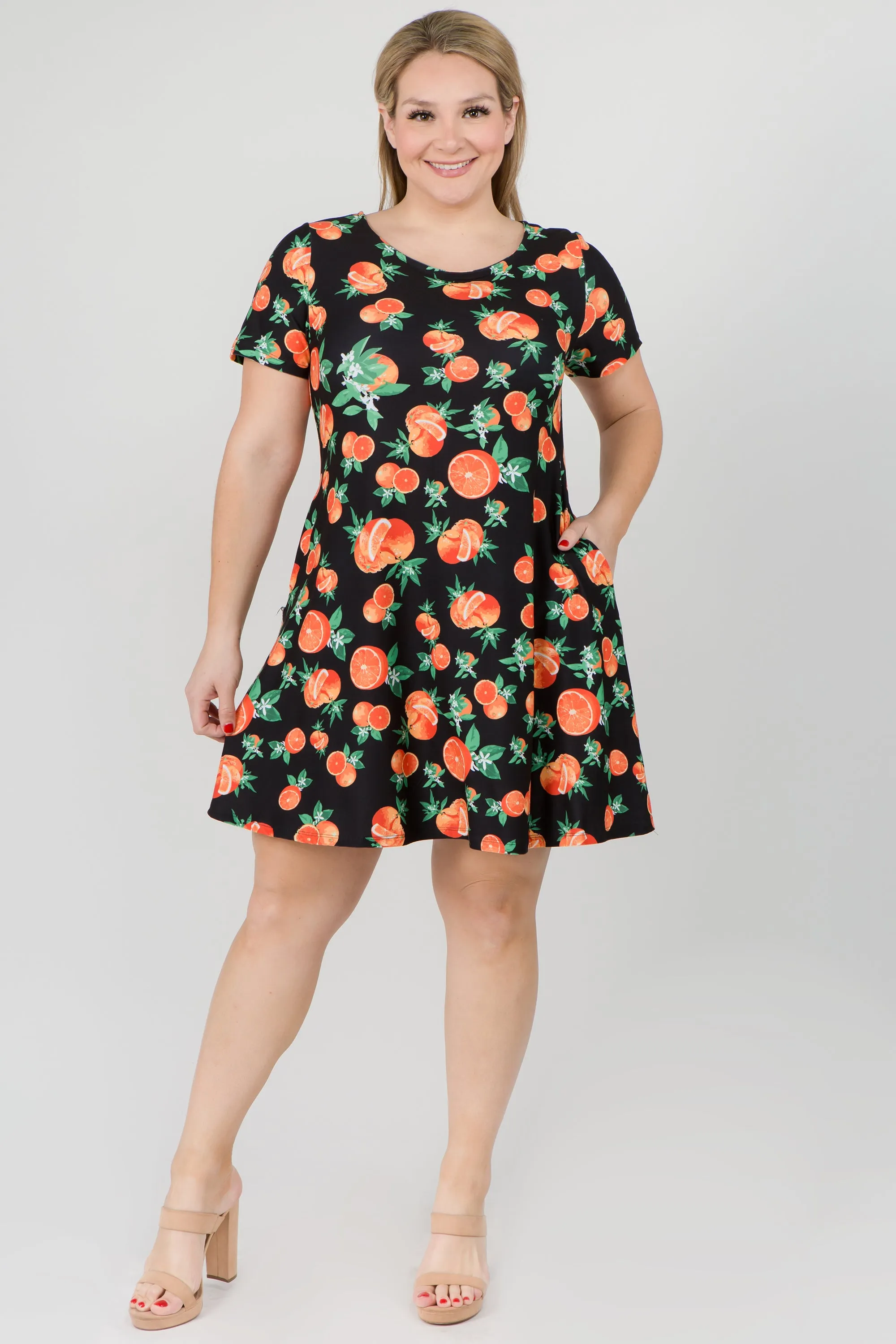 Plus Size Citrus Print Summer Dress