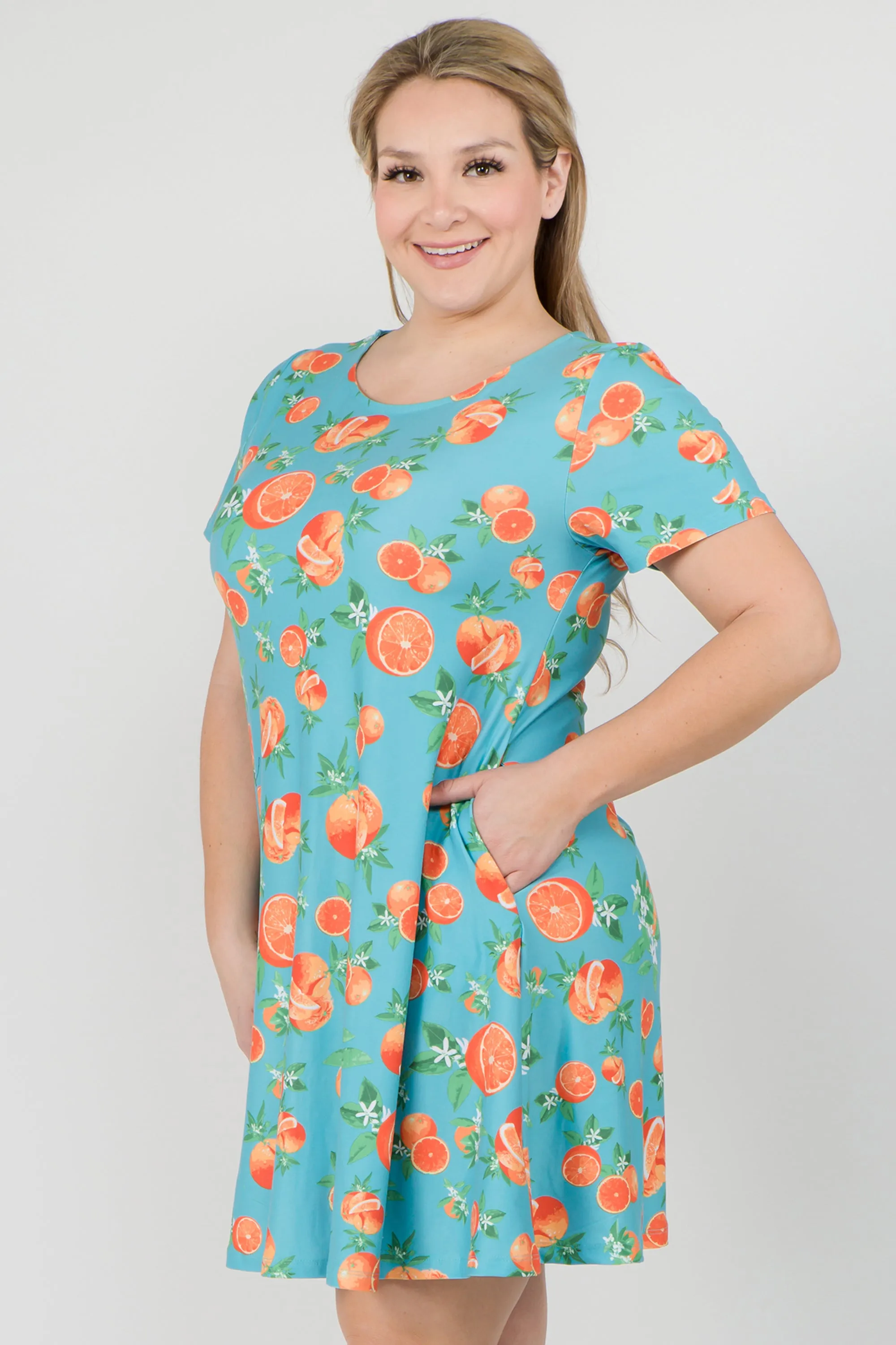 Plus Size Citrus Print Summer Dress