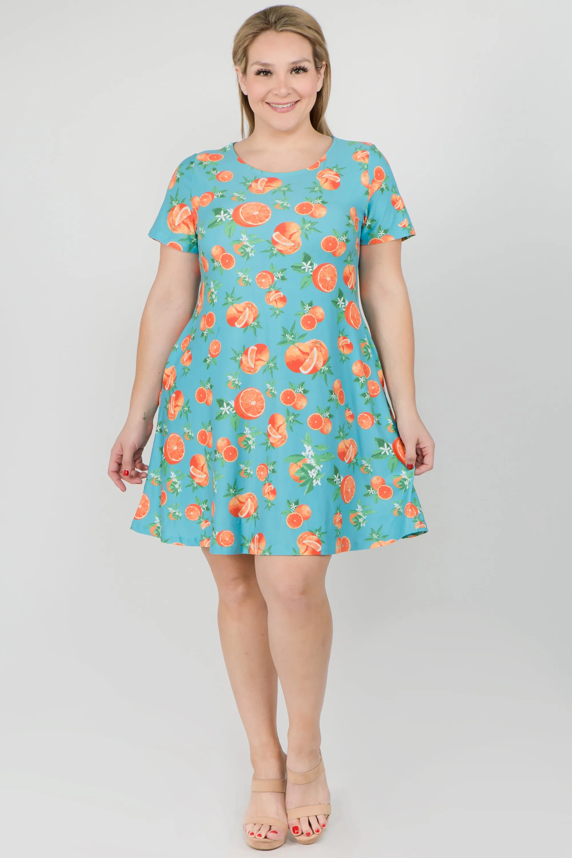 Plus Size Citrus Print Summer Dress