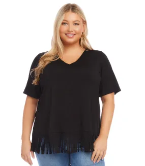 Plus Size Fringe Hem Top