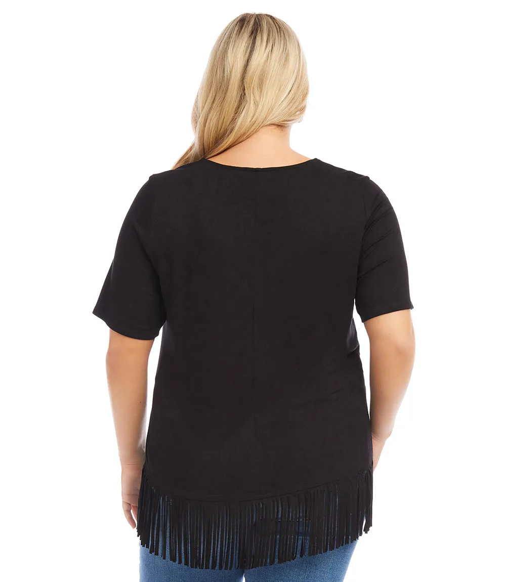 Plus Size Fringe Hem Top