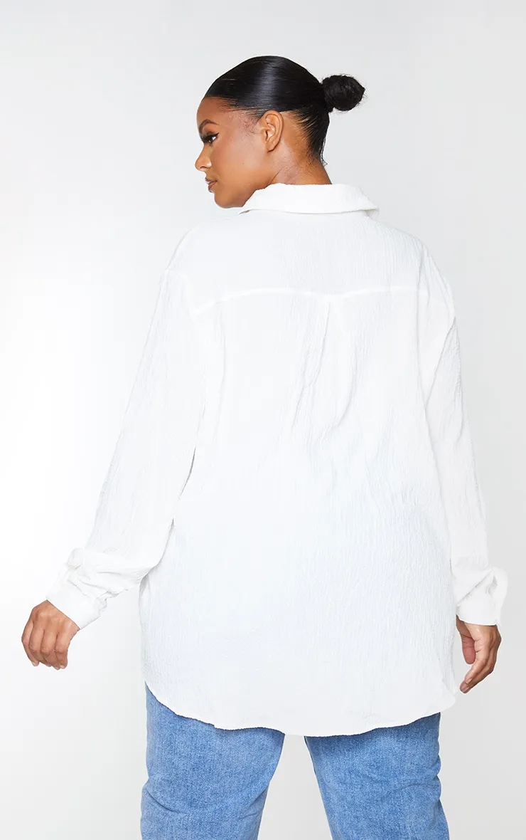 Plus White Textured Oversized Shirt