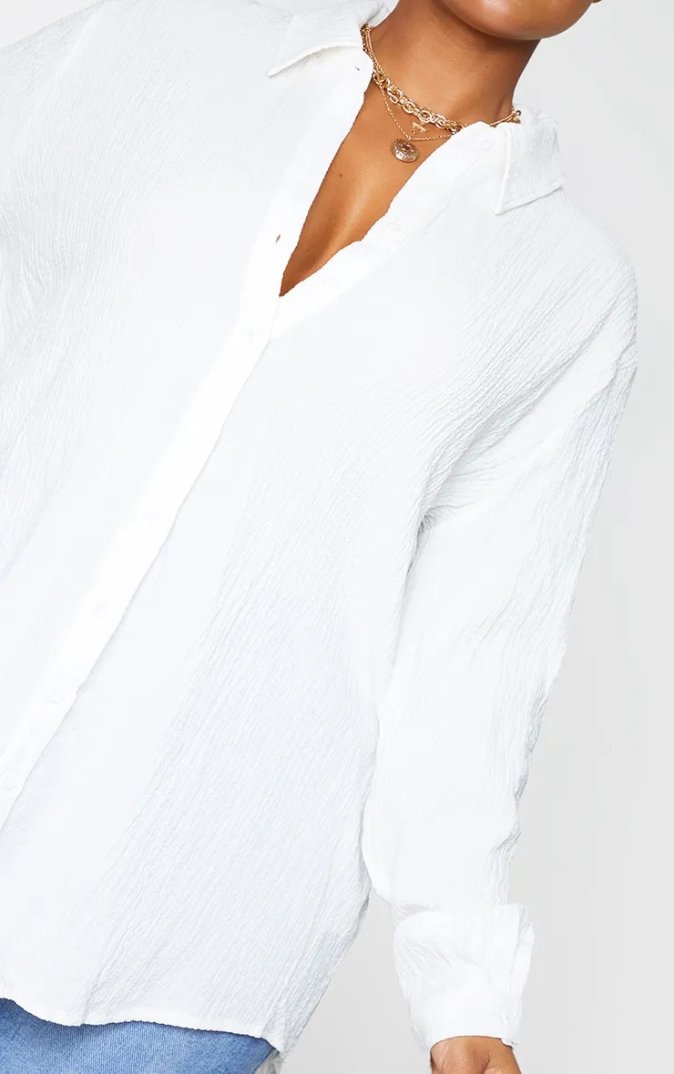 Plus White Textured Oversized Shirt