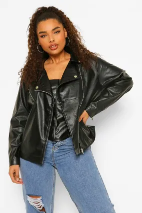 Plus Zip Detail Faux Leather Jacket